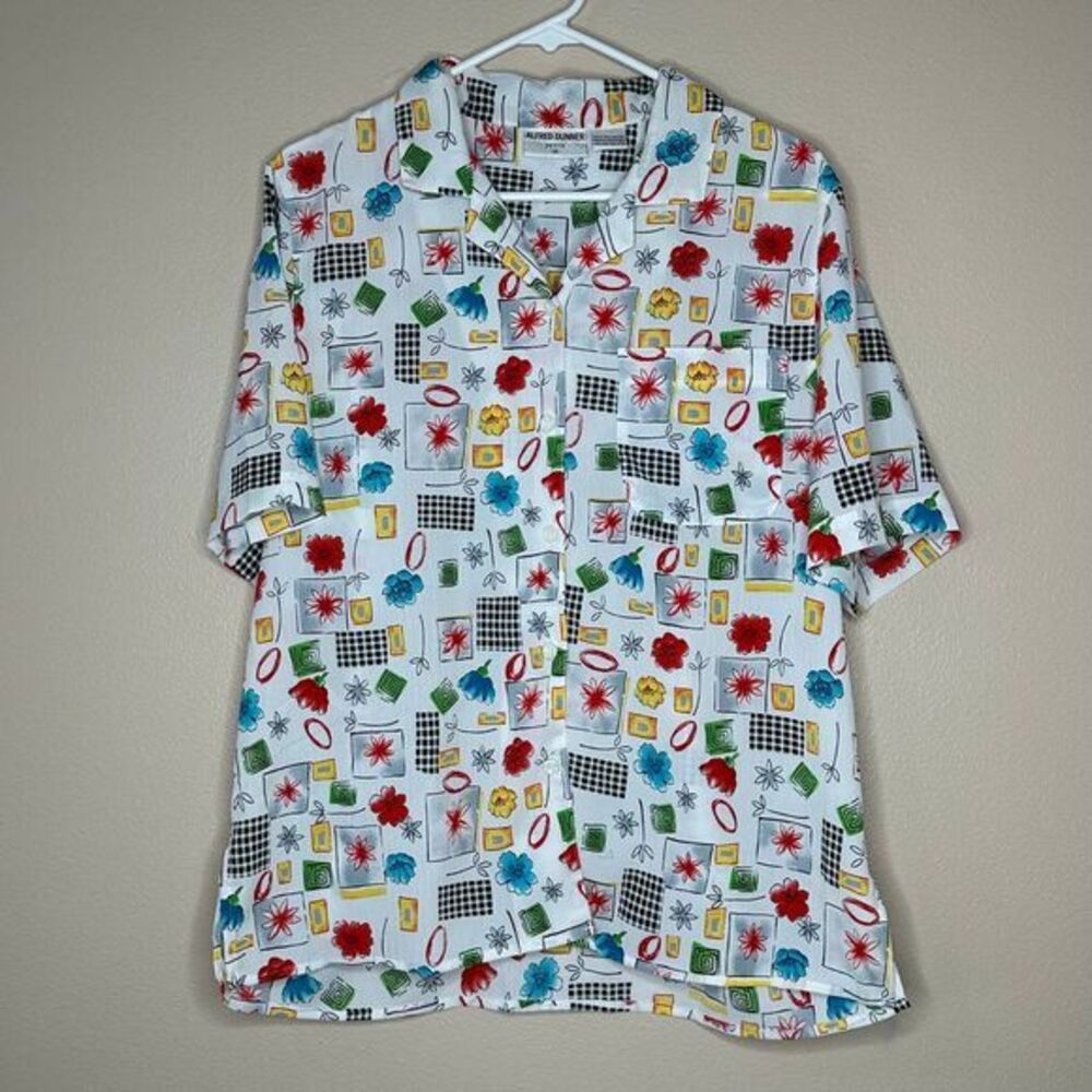 ALFRED DUNNER Women's Size 16P Vintage Short Sleeve Button Front‎ Collared Shirt